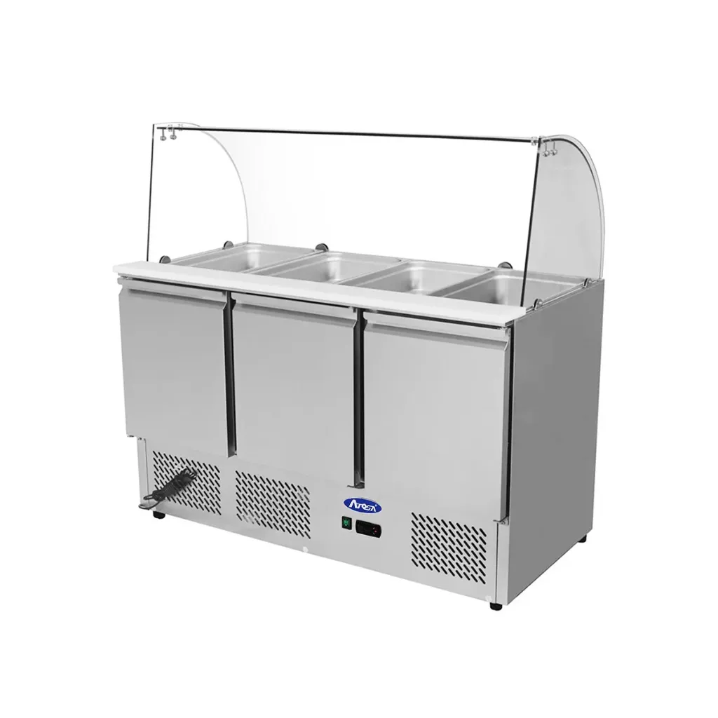 [ATOT-ESL3814] Snack Saladette With 3 Doors and Glass Top